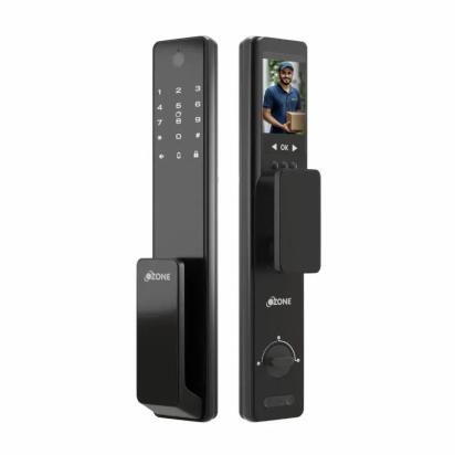 Ozone Smart Wi-Fi External Lock with Integrated HD Video Camera for Wooden & Metal Doors, 4-Way Access, OzoLife App, Fingerprint, Password, RFID Card, 40-100 mm Door Thickness, Free Installation, 3 Years Warranty (Black) by Ozone : Colours available: Black
