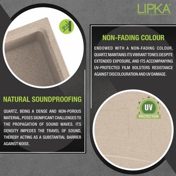 Lipka Sand Choco Quartz Single Bowl with Drainboard Kitchen Sink (39 x 20 x 9 Inches) 3