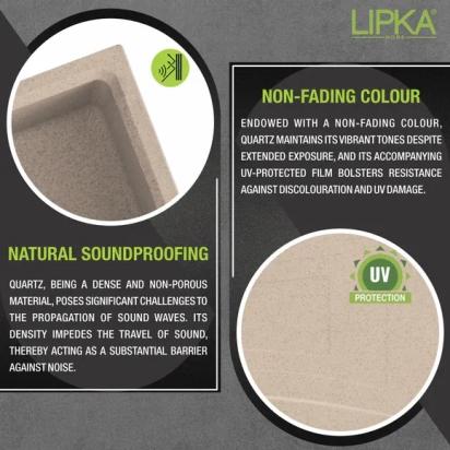 Lipka Sand Choco Quartz Single Bowl with Drainboard Kitchen Sink (39 x 20 x 9 Inches) 3