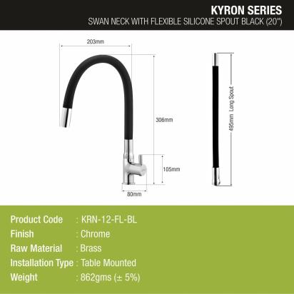 Lipka Kyron Swan Neck Brass Faucet with Flexible Silicone Spout (Black) 2