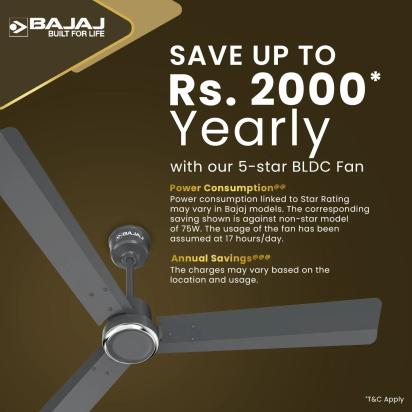 Bajaj Classico Sleek Plus 1200mm Ceiling Fan - Coal Grey by Bajaj : Colours available: SlateGray 2 5