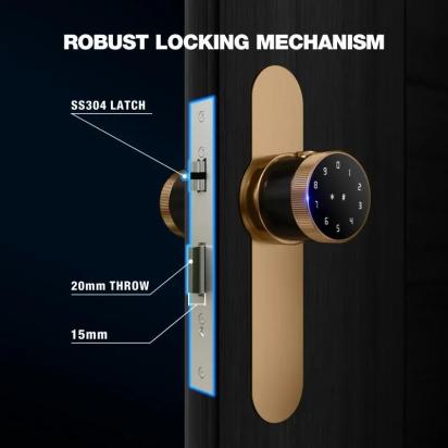 Ozone Smart Bluetooth Internal Lock with Lock Plate for Wooden & Metal Doors by Ozone for Bedroom, Office : Colours available: AntiqueBronze 9 5