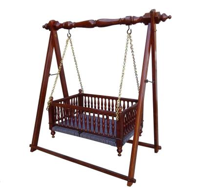 Wooden Twist Bazzy Handmade Teak Wood Baby Cradle Traditional Swing Cradle for Newborns Safe, Durable, Eco-friendly Baby Bed 1