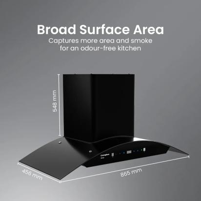 Crompton Eliteo Curv Filterless Chimney 90cm by Crompton : Colours available: Black 12 4