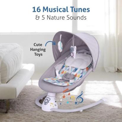 R for Rabbit Cocoon The Smart Auto Baby Swing - Grey Multi 5