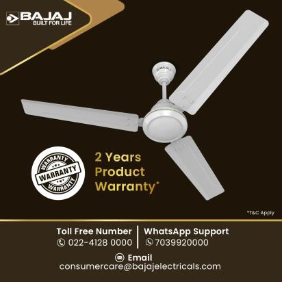 Bajaj Crest Turbo BLDC 1200mm Ceiling Fan - White by Bajaj : Colours available: White 12 3