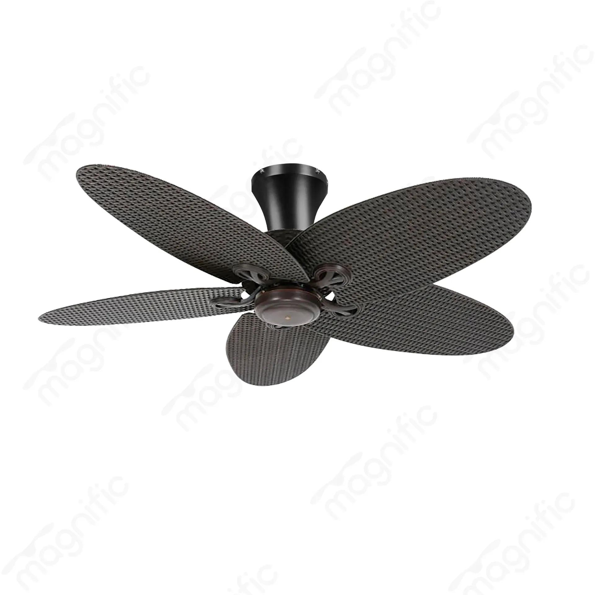 Magnific Classic Hugger – 52″ Low-Profile Ceiling Fan with Rattan Blades - Rattan Grey 2