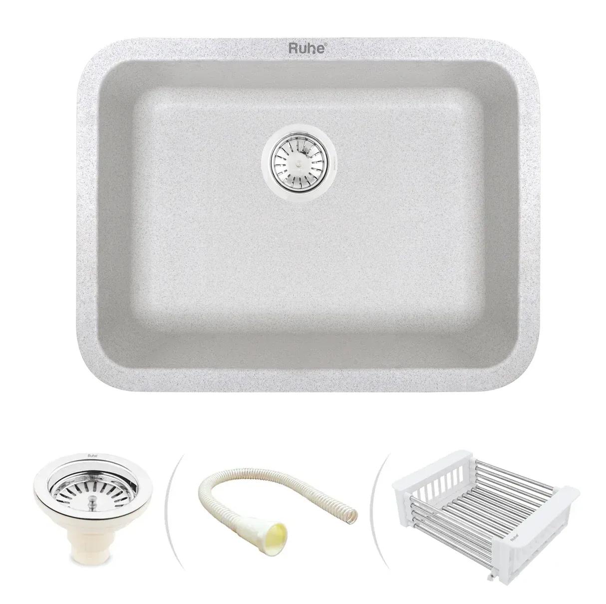 Ruhe Quartz Single Bowl Round Kitchen Sink - 24 X 18 X 9 Inches - Chrome 1