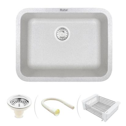 Ruhe Quartz Single Bowl Round Kitchen Sink - 24 X 18 X 9 Inches - Chrome by Ruhe : Colours available: Chrome 10 1