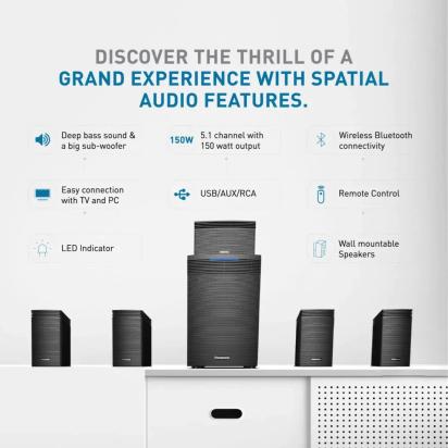 Panasonic SC-HT550GW-K 150 W Bluetooth Home Theatre (Black, 5.1 Channel) by Panasonic : Colours available: Black 3 2