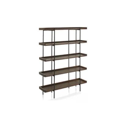 Asian Arts Tall Industrial Shelf with Black Metal Frame and Wooden Tiers – 5 Tier Storage Rack by Asian Arts : Colours available: WoodyBrown 5 2