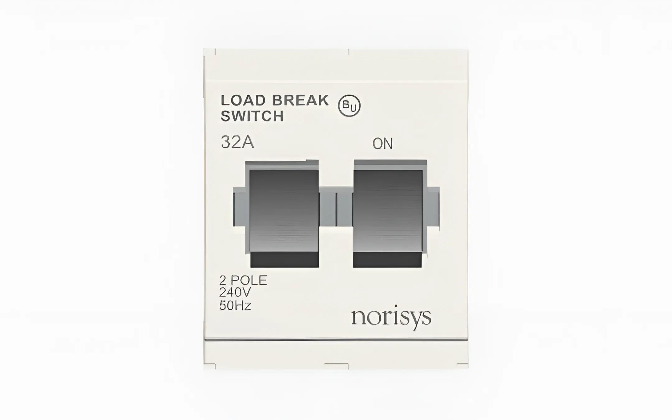 Norisys Frost White Tiny Load Break Switch Double Pole 32A
