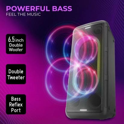 Panasonic SC-TMAX45 1000W Double Woofer Party Speaker | Bluetooth, USB, AUX connectivity | Mic & Guitar Jack by Panasonic : Colours available: Black 7 6
