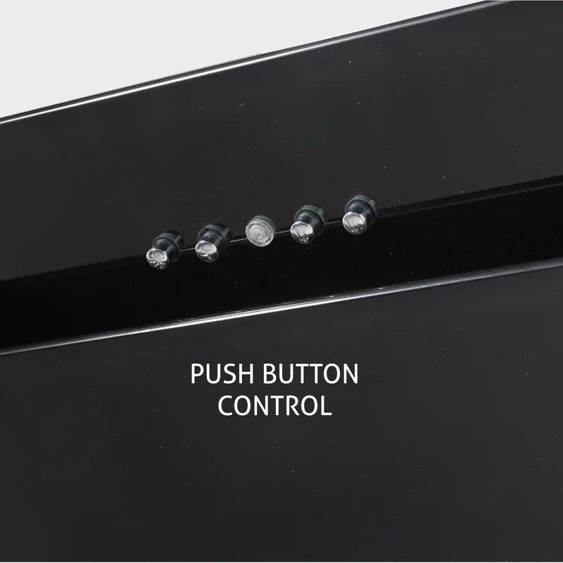 Glen Kitchen Chimney Vertical Glass Push Buttons Baffle Filters 60cm 1000 m3/h- Black (6079 PB) 4