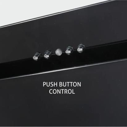 Glen Kitchen Chimney Vertical Glass Push Buttons Baffle Filters 60cm 1000 m3/h- Black (6079 PB) 4
