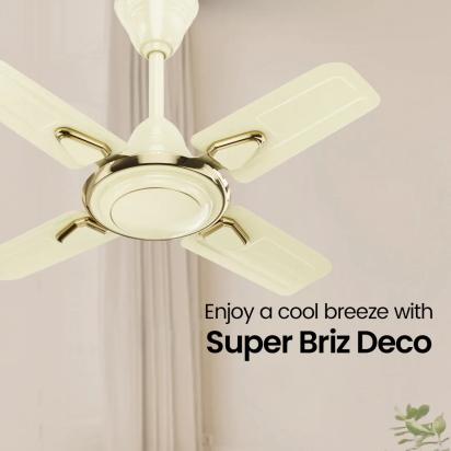 Crompton Surebreeze Super Briz Deco | Ceiling Fan - Briken Ivory by Crompton : Colours available: Ivory 7 5