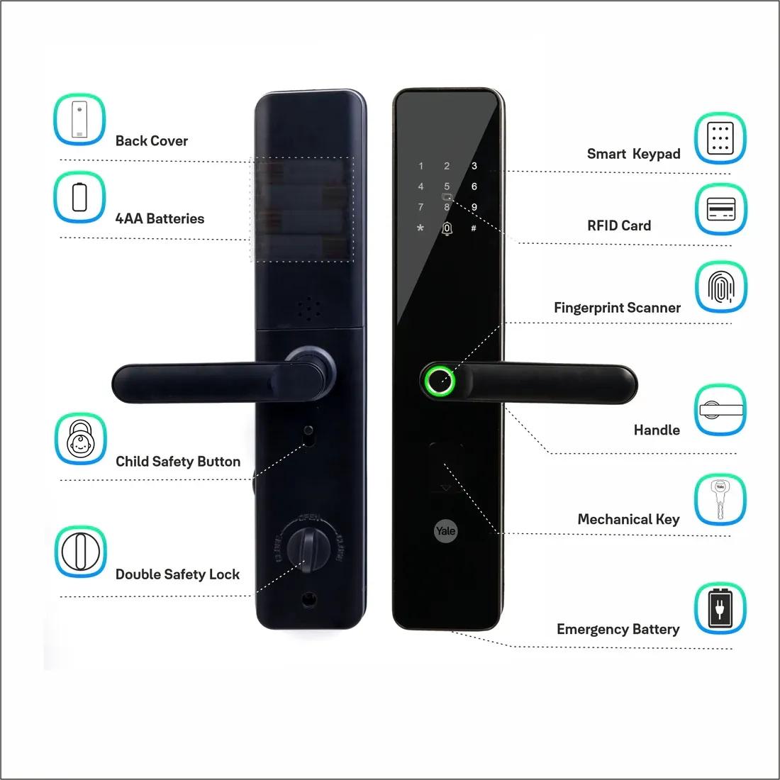 YDME100NxT Smart Door Lock - Black 3