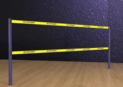 Q-Manager Double Belt Post - Floor Socket 2