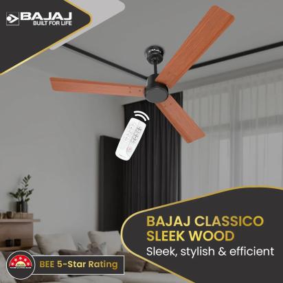 Bajaj Classico Sleek Wood 1200mm Ceiling Fan - Maple Wood by Bajaj : Colours available: Brown 13 1