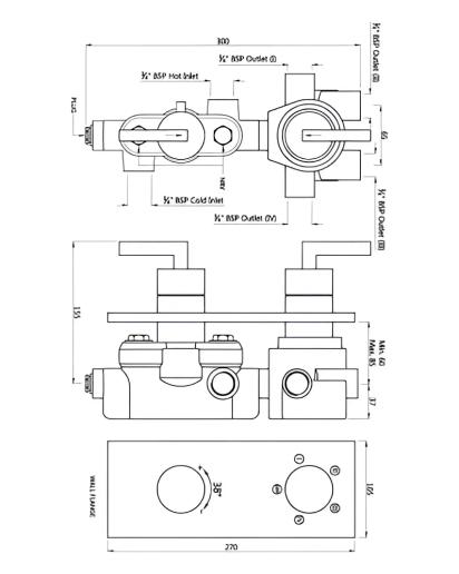 Artize Concealed Thermostat - Stainless Steel - LIN-SSF-71685N 1