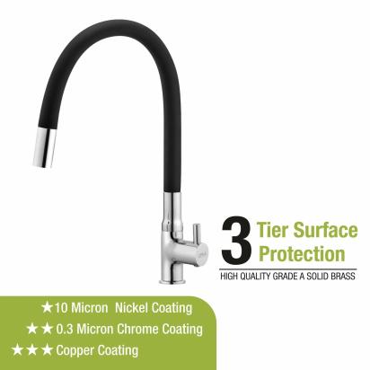 Lipka Kyron Swan Neck Brass Faucet with Flexible Silicone Spout (Black) 4