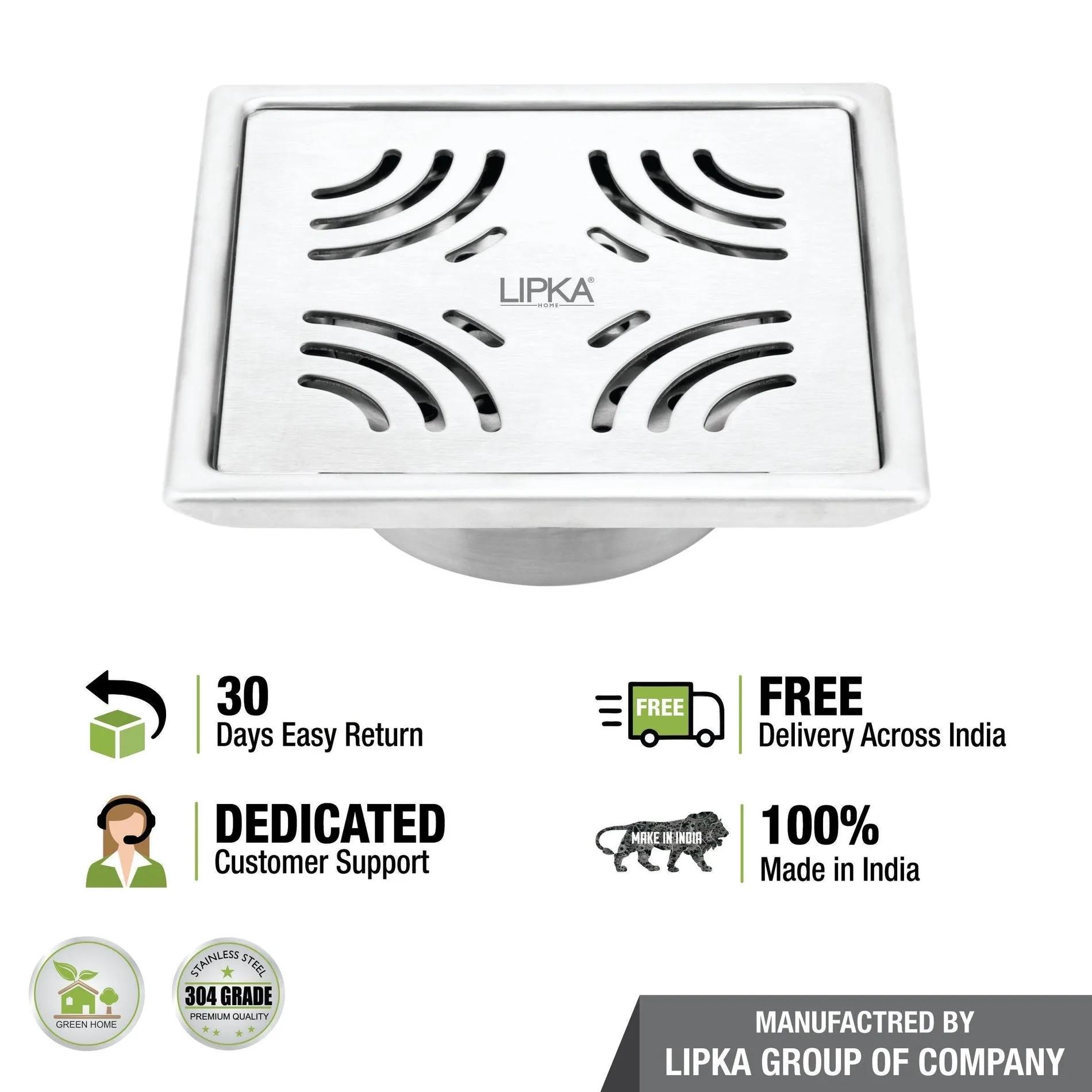 Lipka Purple Exclusive Square Floor Drain (5 x 5 Inches) with Cockroach Trap 4