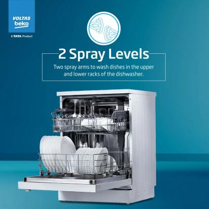 Voltas 14PS Full Size Dishwasher -  Free Standing by Voltas : Colours available: Silver 5 5