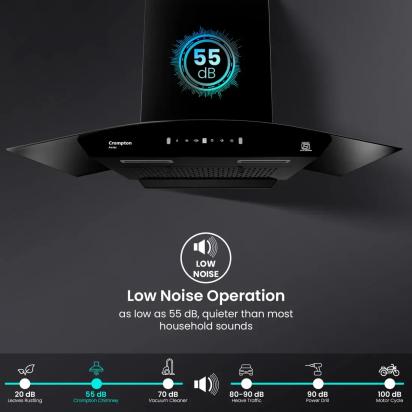 Crompton Aeries Curv Filterless Ind Chimney 75cm by Crompton : Colours available: Black 9 2