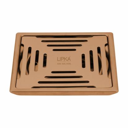 Lipka Green Exclusive Square Floor Drain in Antique Copper PVD Coating (5 x 5 Inches)