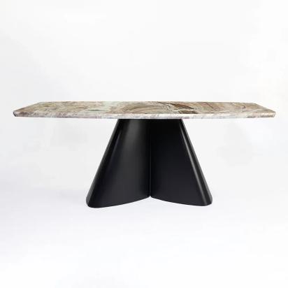 LivingShapes Chrome Marble 8 Seater Dining Table with Iron - Black / Toranto by Living Shapes : Colours available: Black, Brown