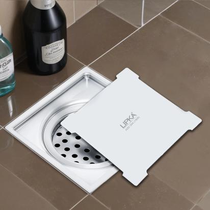 Lipka Yellow Exclusive Square Floor Drain (6 x 6 Inches) with Cockroach Trap