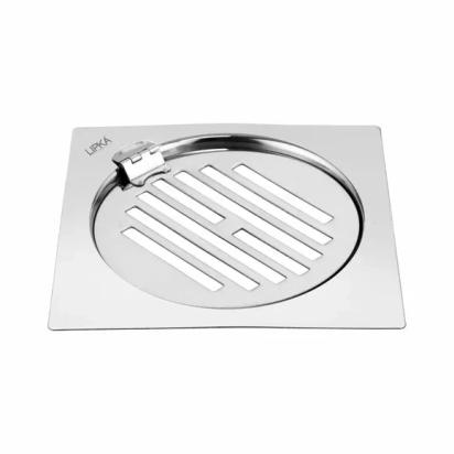 Lipka Eon Square Flat Cut Floor Drain with Golden Classic Jali and Hinge (5 x 5 Inches)
