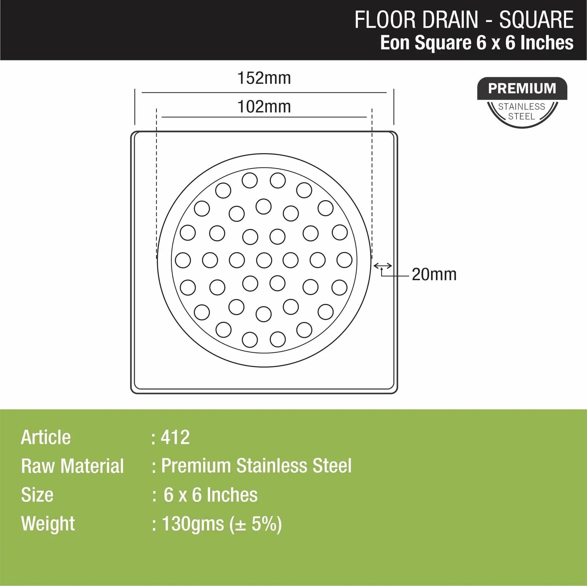 Lipka EON Square Floor Drain (6 x 6 Inches) 1