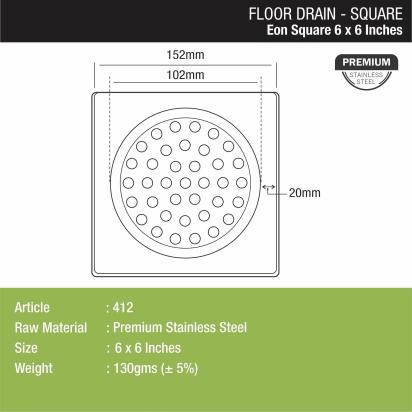 Lipka EON Square Floor Drain (6 x 6 Inches) 1