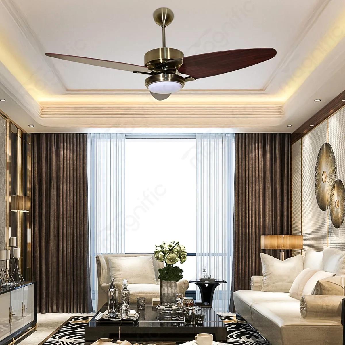 Magnific Airwind – 52″ Modern Ceiling Fan with LED Light for Living Room - Rose Wood