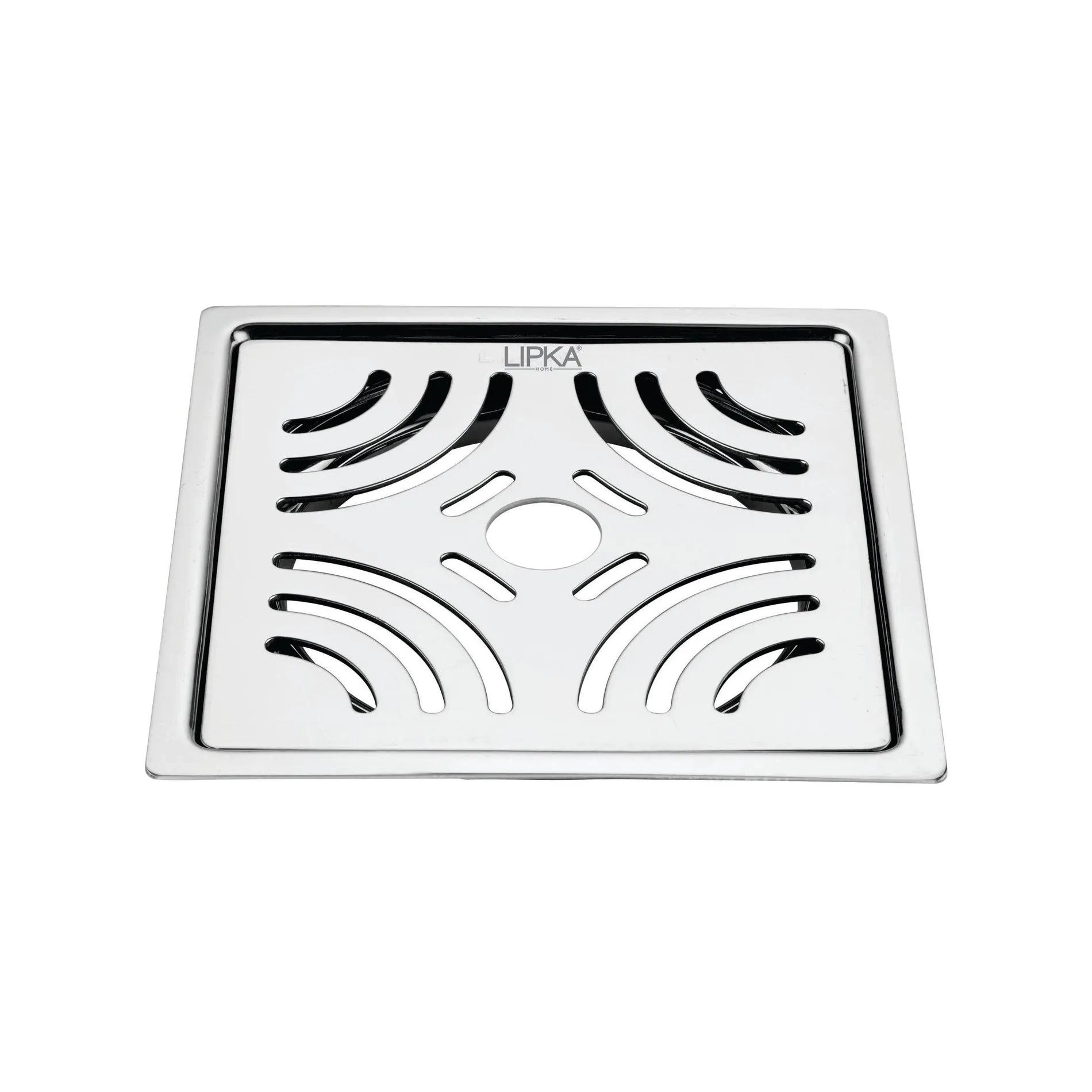 Lipka Gamma Deluxe Square Flat Cut Floor Drain (6 x 6 Inches) with Hole