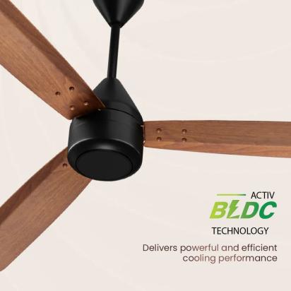 Crompton Energion Groove Remote BLDC Ceiling Fan - Dark Cherry Wood by Crompton : Colours available: Brown 14 4