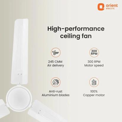 Orient Electric Falcon 400 Ceiling Fan 1400MM White by Orient Electric : Colours available: White 1 5