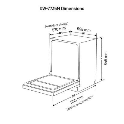 Glen Built-in-Dishwasher 14 Place Setting SS Panel Electronic Controls (DW-7735M) 8