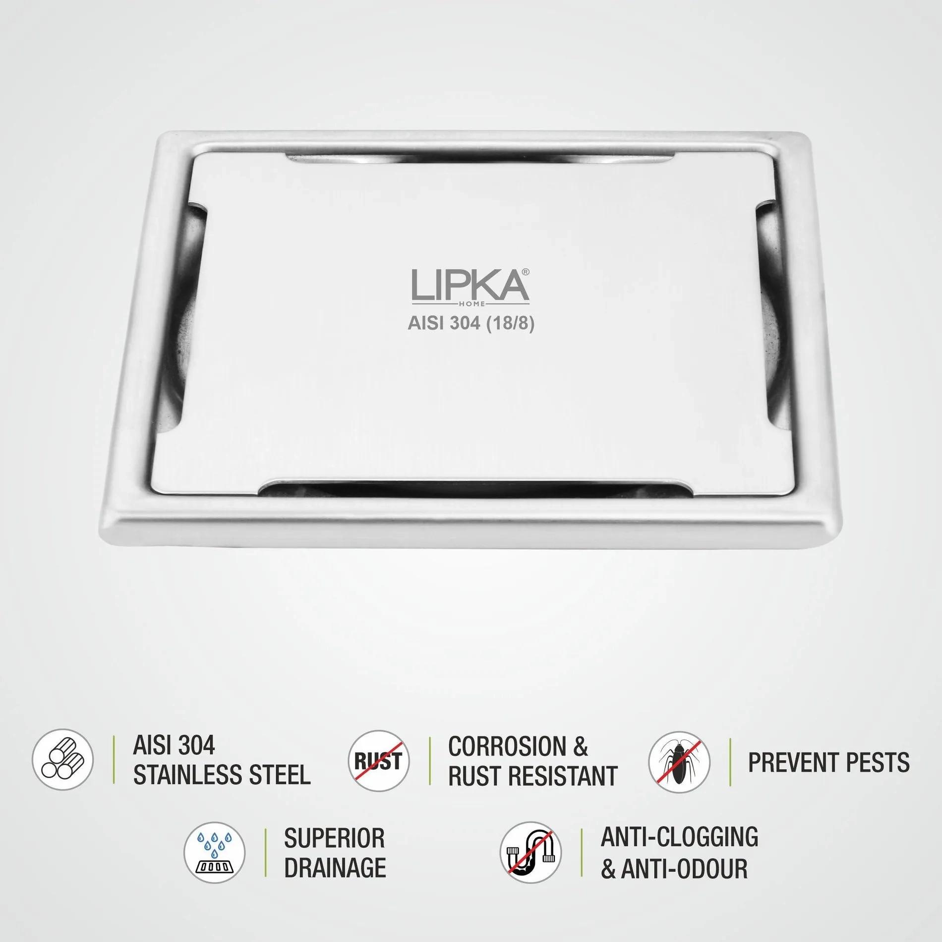 Lipka Yellow Exclusive Square Floor Drain (5 x 5 Inches) 3