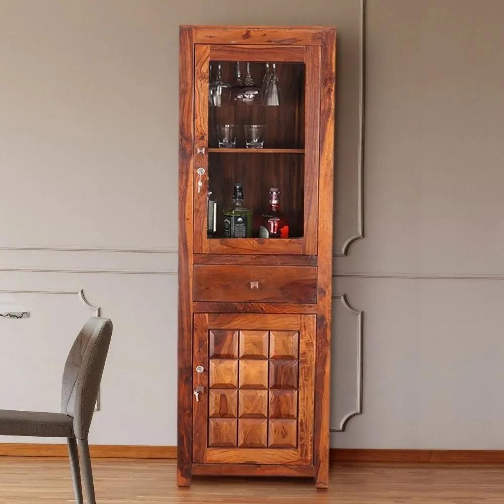 Daywithwood Solid Wood Bar Cabinet in Natural Finish