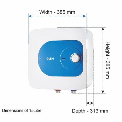 Glen Water Heater 2000W 8 Bar Pressure Glasslined Element and Tank, Temperature control (7054) - 15L 6