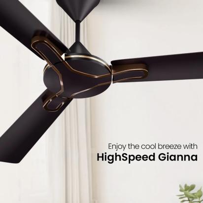 Crompton High Speed Gianna | Star Rated Ceiling Fan - Roast Brown by Crompton : Colours available: WoodyBrown 9 1