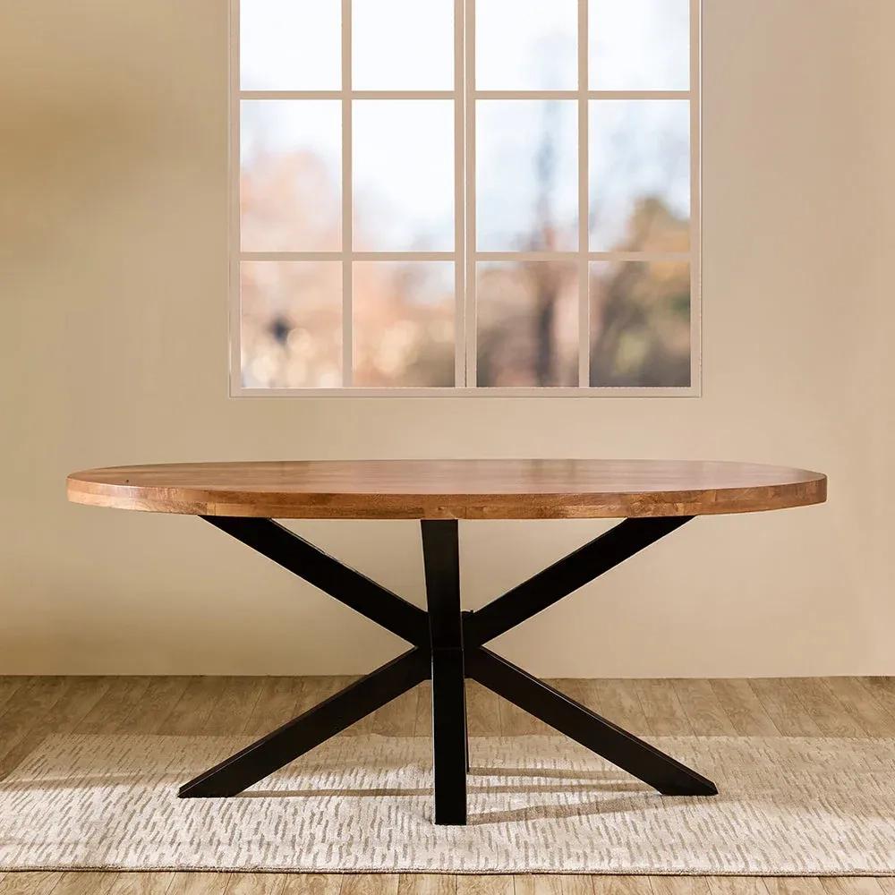 LivingShapes Xerone Wooden 6 Seater Dining Table with Iron - Brown 1