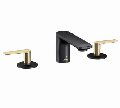 3-Hole Basin Mixer Lever Gold Matt PVD Body Black Matt LAG-BGM-91189CSL by Jaquar : Colours available: BlackMatt, GoldMattPVD