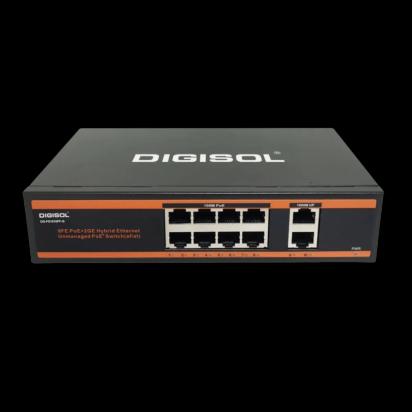 8 Port Poe Fast Ethernet Unmanaged Switch With 2 Uplink Ports Dg-Fs1010Pf-G by Digisol