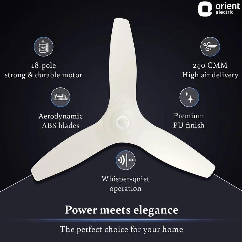 Orient Electric Aeroquiet Premium Silent Ceiling Fan 1230mm White 3