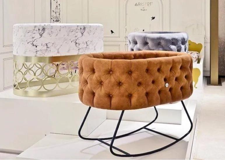 Wooden Twist Modern Luxury Bassinet with Curve Base Sleepy Baby Swing Cradle 1