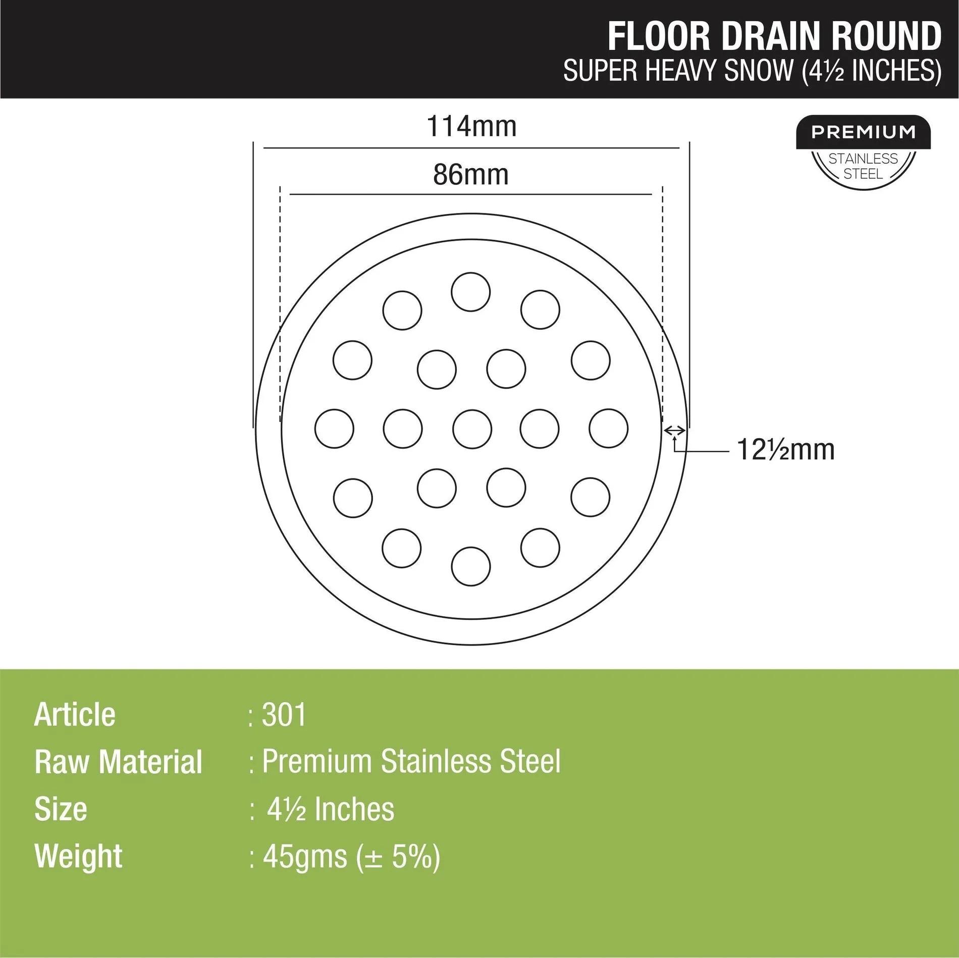 Lipka Super Heavy Snow Round Floor Drain (4.5 inches) 1