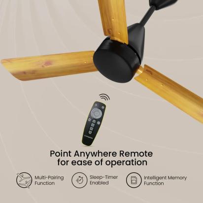 Crompton Energion Cookie BLDC Ceiling Fan - Light Pine Wood by Crompton : Colours available: Black, Goldenrod 3 6